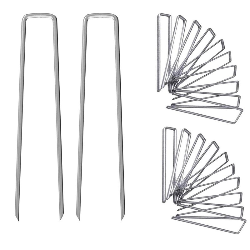 UPMCT 12 Inch Galvanized Garden Landscape Staples Stakes  25 50 100 PCS Anti-Rust Garden Staples U-Shaped Landscape Pins for Secure Lawn Fabric (100  12 Inch) - Image 1